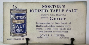 VINTAGE ADVERTISING  INK BLOTTER MORTON'S SALT - Picture 1 of 2