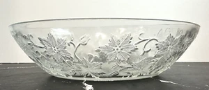 Princess House Fantasia Poinsettia Pressed Glass 10 1/4" by 7 5/8" Oval Bowl - Picture 1 of 14