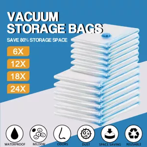Vacuum Storage Bags Clothes Sealer Bags Space Saver Storage Seal Compressing New - Picture 1 of 18