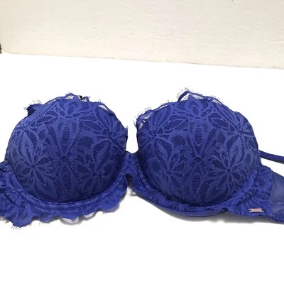 Sujetador Push-Up ROSA Victoria's Secret Encaje Forrado Ajustable Talla 34D Azul Usado en Excelente Condición Foto 1 de 4