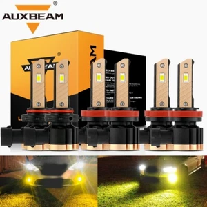 AUXBEAM H11+H11+9005 Canbus LED Headlight High+Low Beam White+Fog Lights Yellow - Picture 1 of 12