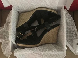 NUOVO!! BANANA REPUBLIC sandali corda zeppa Vierra espadrillas nero 9,5 NUOVI CON SCATOLA - Foto 1 di 7
