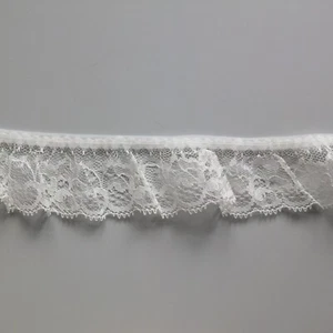 Elfenbein geraffte Spitze Jakobsmuschel Rand Borte Blumenmuster - Dessous Stoff 45 mm breit - Bild 1 von 1