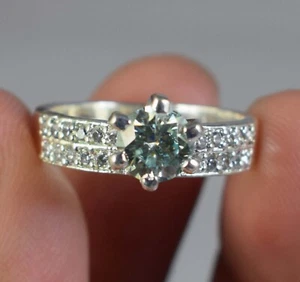 1.28 Ct Blue Diamond Solitaire 6 x 6 mm Round Certified Ring Latest Collection - Picture 1 of 7