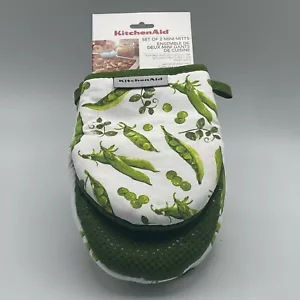 Kitchen Aid Mini Ofenhandschuhe Grün Frühling Garten Erbsen 2er Set Neu mit Etikett - Bild 1 von 5