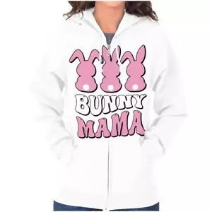 Easter Bunny Mama Matching Spring Rabbit Womens Zip Hooded Sweatshirt Hoodie - Picture 1 of 7