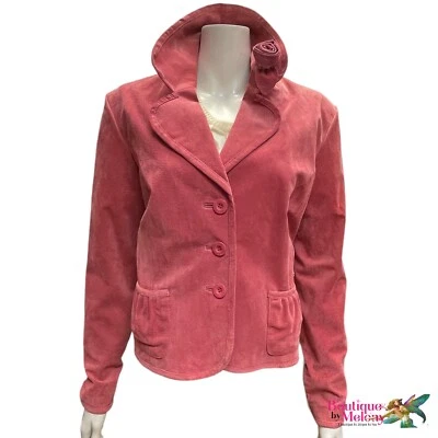 AMI Pink Genuine Suede Leather Jacket Lined 90s Y2k Vintage Western Size XL - Image 1 of 4