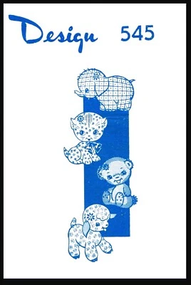 4 Stuffed Animal Fabric Sewing Pattern MO # 545 Cat Elephant Bear Lamb Toy 6" - Image 1 of 4