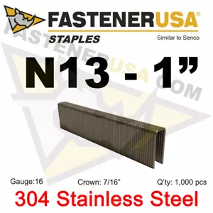 N Staples N13 Corona in Acciaio Inox 16 calibro 7/16"" - Lunghezza 1"" (1000 ct) - Foto 1 di 1