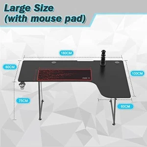 160cm Gaming Tisch Gaming Schreibtisch Gamer Computertisch Ergonomischer L-Shape - Bild 1 von 7
