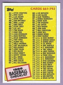 1985 Topps #784, lista di controllo, quasi nuovo, qualche scheggiatura - Foto 1 di 2