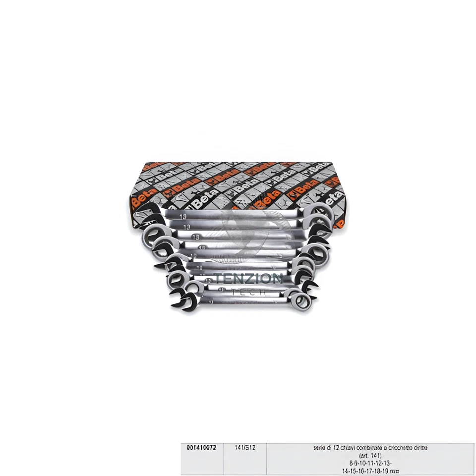 Set Serie 12 Chiavi Combinate Dritte A Cricchetto 8-19mm - Beta 141/S12 - Immagine 1 di 1