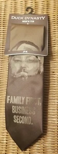 A&E Duck Dinasty Men's Tie Willie "Family First,Business Second"Brown Taupe  - Picture 1 of 8