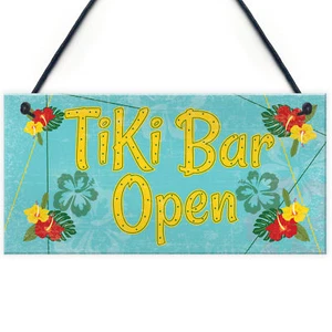 Tiki Bar Open Hanging Bar Plaque Beer Cocktail Beach Decoration Sign Friend GIFT - Picture 1 of 9