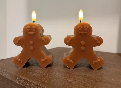 Набор/2 столба Kirkland светодиодная свеча свет пряник человек Рождественский настольный декор - Изображение 1 из 4