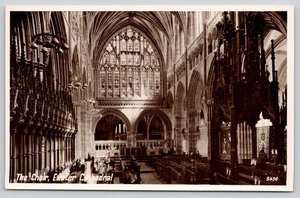 Postal vintage del coro de la catedral de Exeter Inglaterra - Imagen 1 de 2