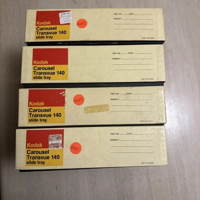 KODAK CAROUSEL TRANSVUE 140 SLIDE TRAY LOT OF 4 IN ORIGINAL BOXES EKTAGRAPHIC - Image 1 of 4