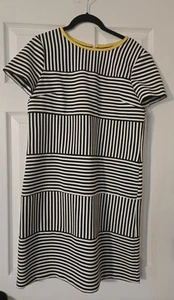 Maggy London Black White Stripe Short Sleeve Straight Pencil Dress Women Size 10 - Picture 1 of 4