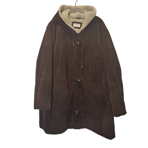 Covington Y2K Sz 3X Brown Suede Penny Lane Long Coat Faux Fur Lining - Picture 1 of 7