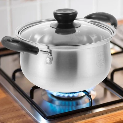  Padella Inox Pentolino Latte Acciaio Pentola Per Zuppa Pentole Con Coperchio - Immagine 1 di 4