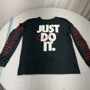Nike T-Shirt Herren Large Schwarz Baumwolle Just Do It Athletic Cut Langarm Pullover - Bild 1 von 7