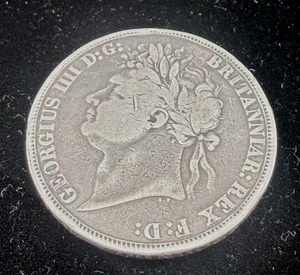 1821 GREAT BRITAIN UK King GEORGE IV Large Silver CROWN Coin 27 Gramm - Bild 1 von 2