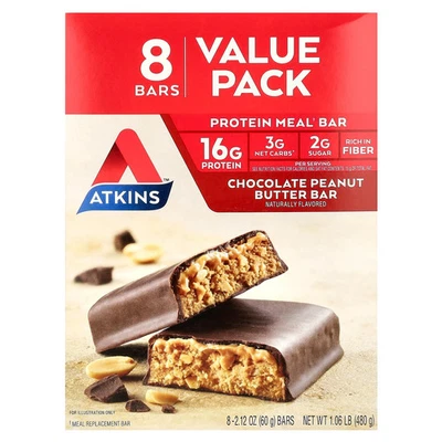 Protein Meal Bar, Chocolate Peanut Butter, 8 Bars, 2.12 oz (60 g) Each - Image 1 of 3