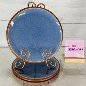 Denby JUICE BERRY Blue Terra Cotta Outside England 10.5" Dinner Plates Set of 3 - Picture 1 of 15