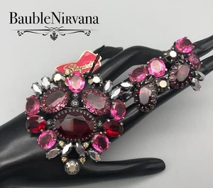 Vintage Schiaparelli Raspberry Pink Silver Brooch Pin&Earrings Set Original Tag - Bild 1 von 10