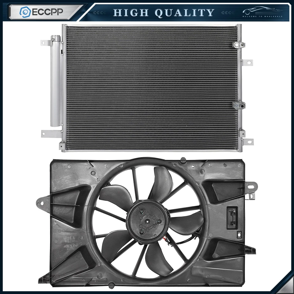 Kit de ventilador de refrigeración condensador de CA eléctrico para Chrysler 200 2015 2016 2017 Foto 1 de 4