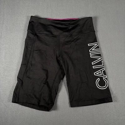 Женские байкерские шорты Calvin Klein средний размер черные нейлоновые с логотипом высокая талия без застежек - Изображение 1 из 4