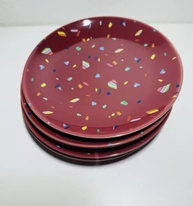 Opalhouse Jungalow Appetizer Dessert Plates Red Maroon Confetti 6" Set of 4 - Picture 1 of 3