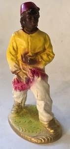 Vtg Nativity Scene Figurine 5" Black Man w red hat Plaster Chalkware - Picture 1 of 3