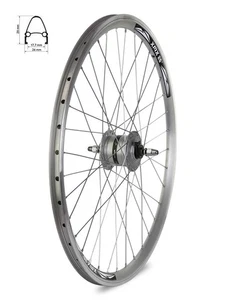 28" Vorderrad – silberne Hochprofilfelge, Nabendynamo Shimano DH-3N31NT 3W/6V - Bild 1 von 4