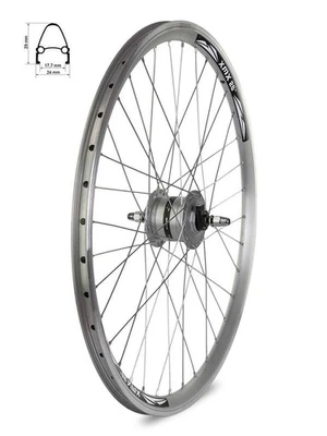 28" Vorderrad – silberne Hochprofilfelge, Nabendynamo Shimano DH-3N31NT 3W/6V - Bild 1 von 4
