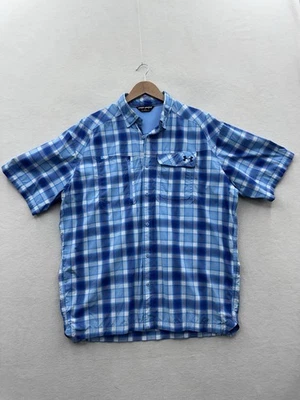 Рубашка рыболовная мужская Under Armour XL синяя клетчатая на пуговицах вентилируемая легкая - Изображение 1 из 4