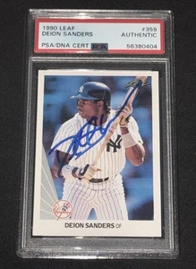 Deion Sanders Autographed Signed Auto 1990 Leaf Trading Card PSA/DNA NYY Braves - Picture 1 of 2