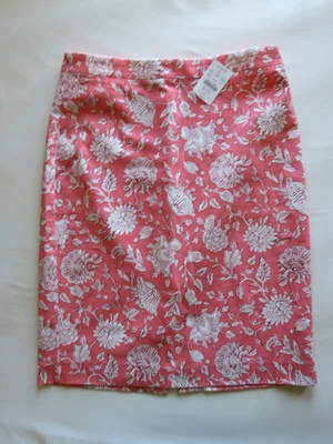 Новый с Ярлыками женская J.Crew хлопок смесь розовый карандаш юбка размер 2 талии 28 хлопок цветочный - Изображение 1 из 4
