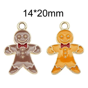 12PCS/Pack Enamel Mixed Brown&Yellow Gingerbread Man Charms Pendant DIY Findings - Picture 1 of 8