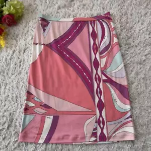 EMILIO PUCCI Tight Skirt Stretch Size 40 Pink Silk Length 53cm Used - Picture 1 of 10