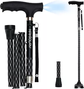 Bastón Plegable con Luz LED para Mujer y Hombre - Plegable, Ajustable - Imagen 1 de 12