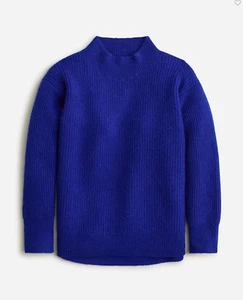 NWT J.Crew Crewcuts $80 ribbed mockneck sweater in supersoft yarn, Blue, S, M - Picture 1 of 3