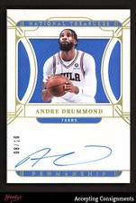 2021-22 Panini National Treasures Penmanship Gold #34 Andre Drummond AUTO 08/10