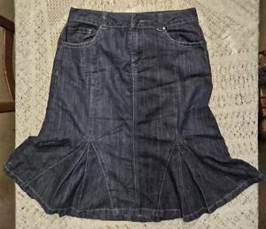 Gonna jeans Cato da donna taglia 8 modeste fessure abbottonate vita elastica tasche - Foto 1 di 5