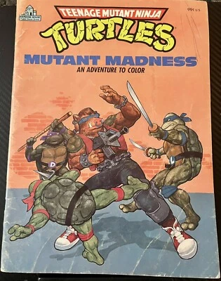 Vintage 1988 Teenage Mutant Ninja Turtles Coloring Book Mutant Madness Part Used Foto 1 de 4