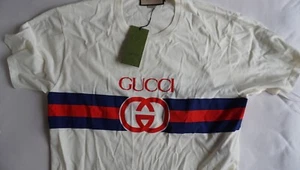T-shirt uomo Gucci con stampa a righe GG taglia L OVERSIZE - Foto 1 di 8