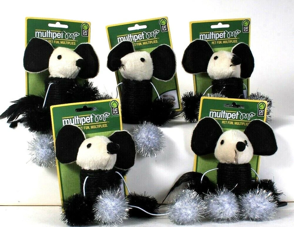 Ratón de persecución con pompones Swat de 5 unidades para jugar gatos múltiples Foto 1 de 1