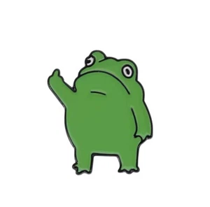 Funny Frog Middle Finger Style Pin Rubber Pin Backer Frog Brooch Enamel Pin Fun - Picture 1 of 4