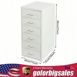 6 Drawer Filing Cabinet Metal Vertical File Cabinet Lockable Storage W/4 Wheels - Picture 1 of 13