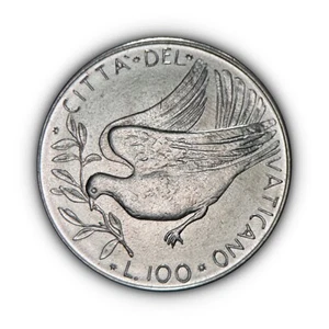 VATICAN CITY. 1976, 100 Lire - Paul VI, XIV, Dove with Olive Branch, Peace 2 - Picture 1 of 4